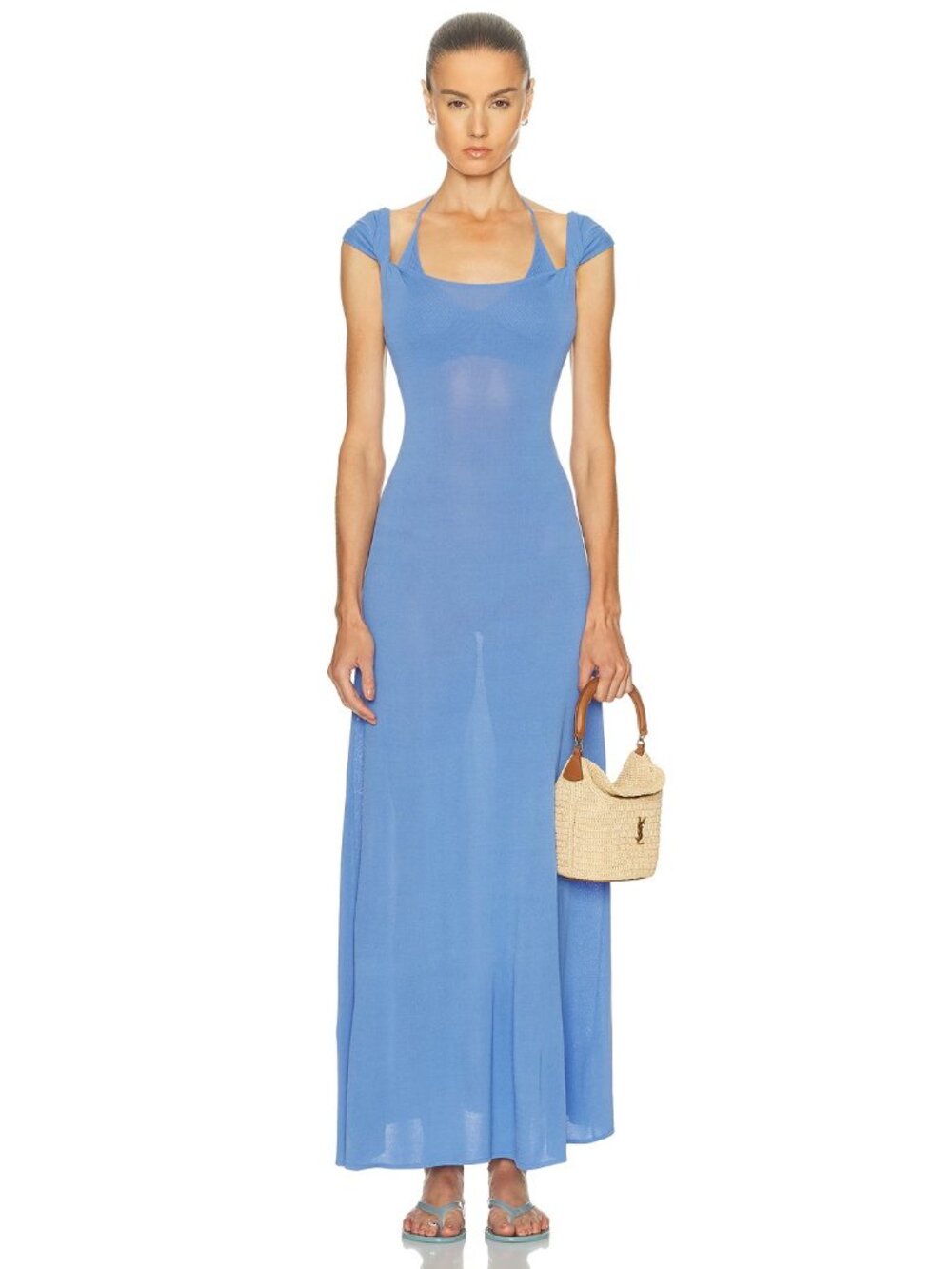 SIR. Valejo Halter Dress in Cornflower Blue